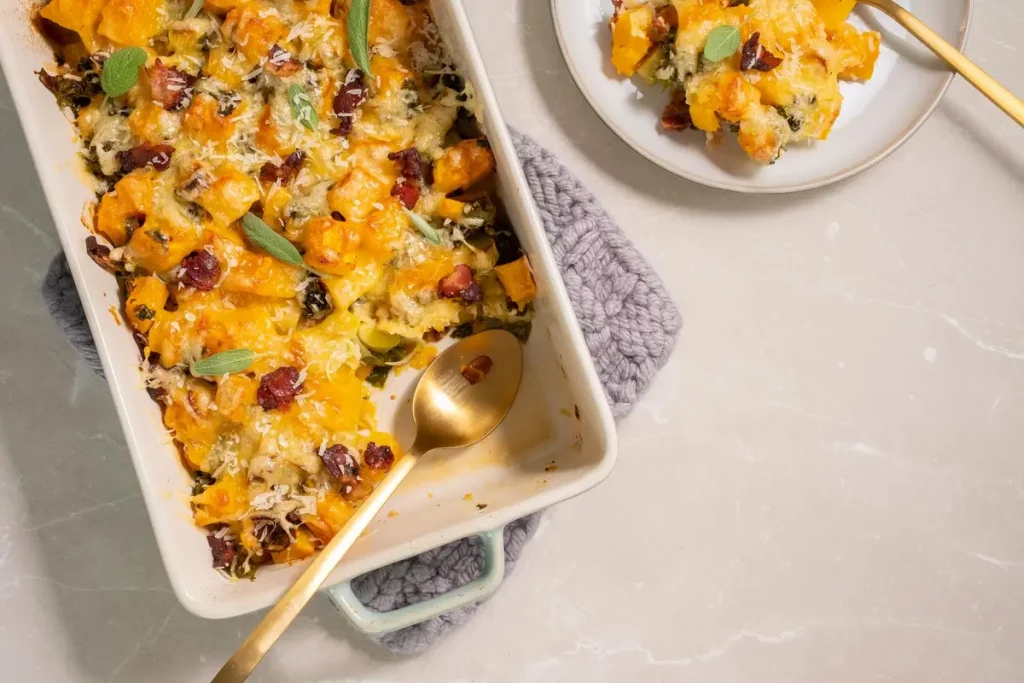 gratin butternut fromage hiver table