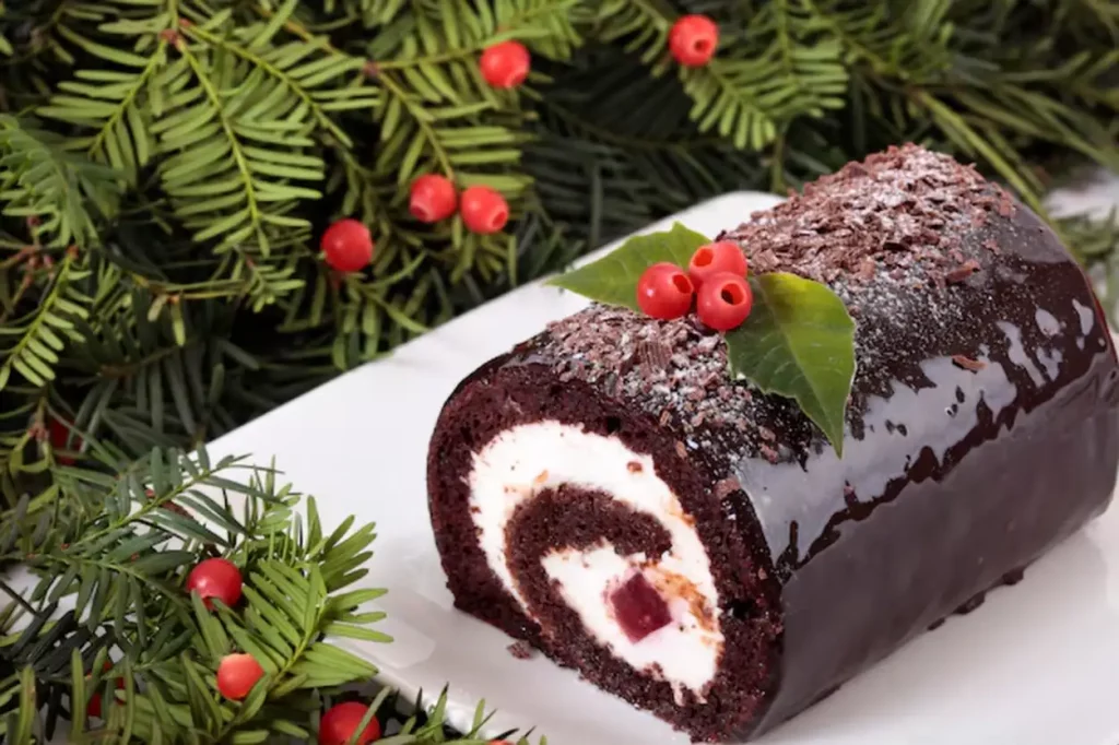 Traditional christmas yule cake