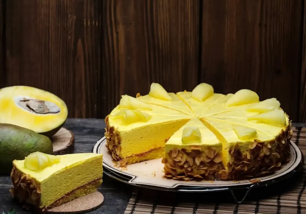 Yellow cheesecake with butter cream