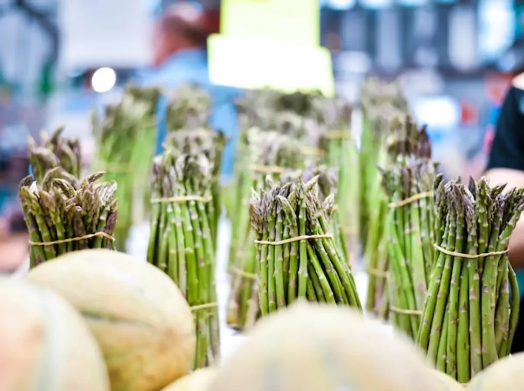 asperges vertes fraîches marché printemps