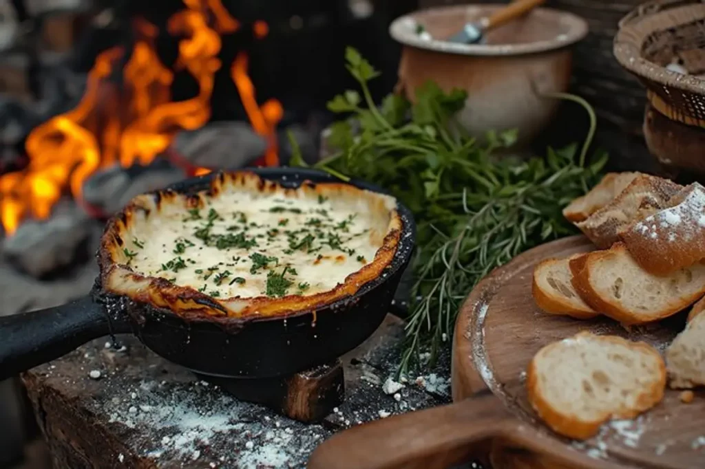 camembert fondu barbecue braises herbes