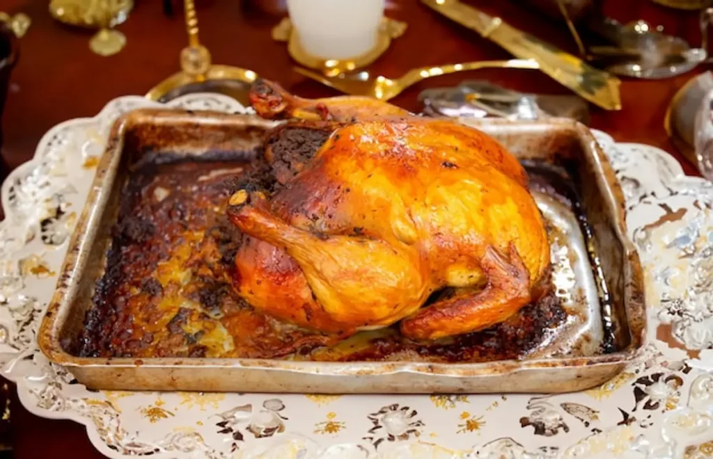 chapon rôti four doré