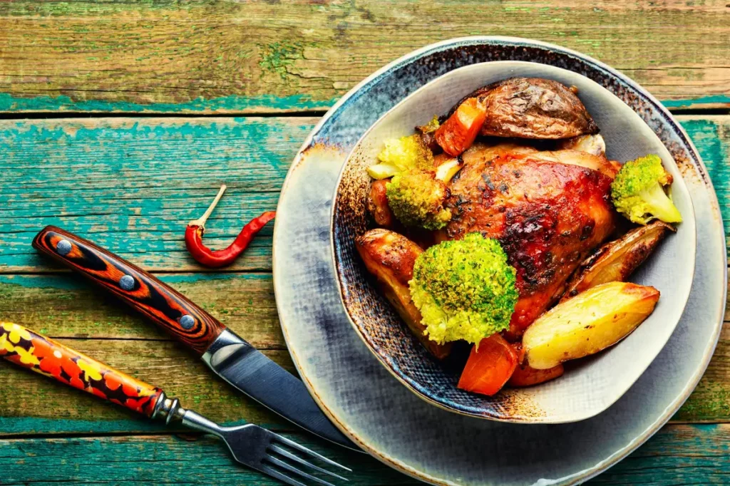 cuisse canard confite légumes rôtis