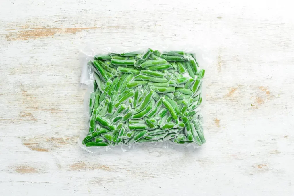 haricots verts congelés plaque sac