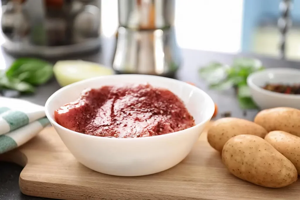 purée haricots rouges bol, ingrédients frais, texture crémeuse