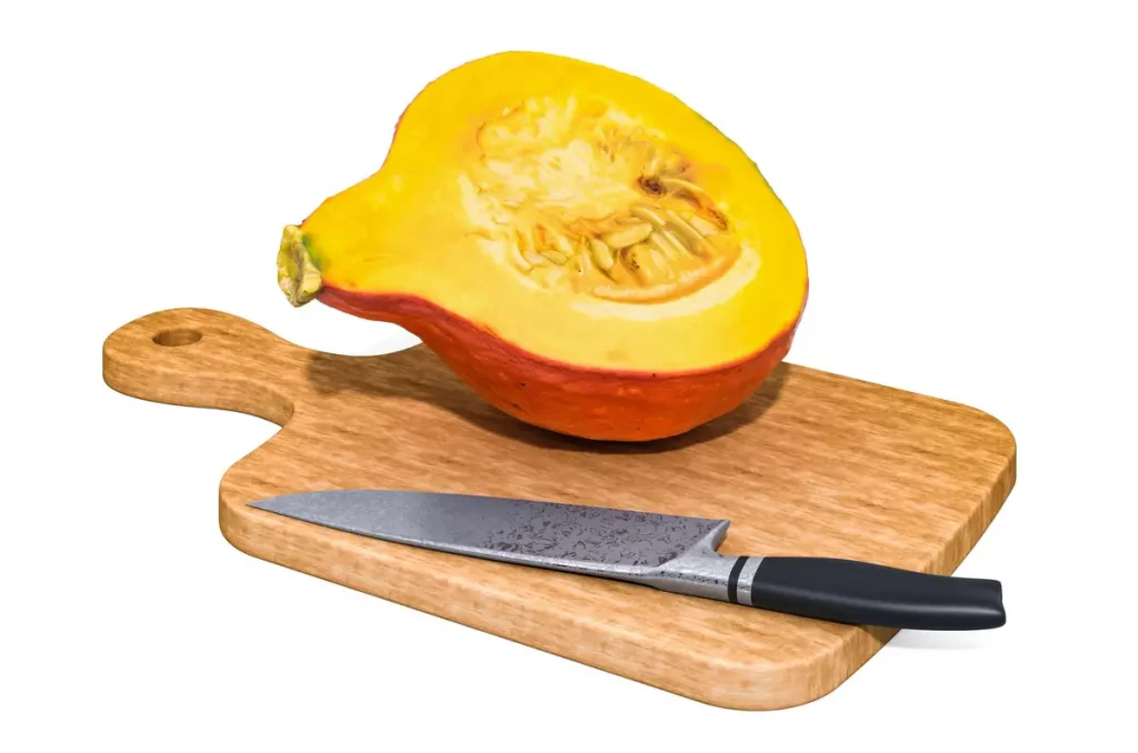 potiron couteau planche